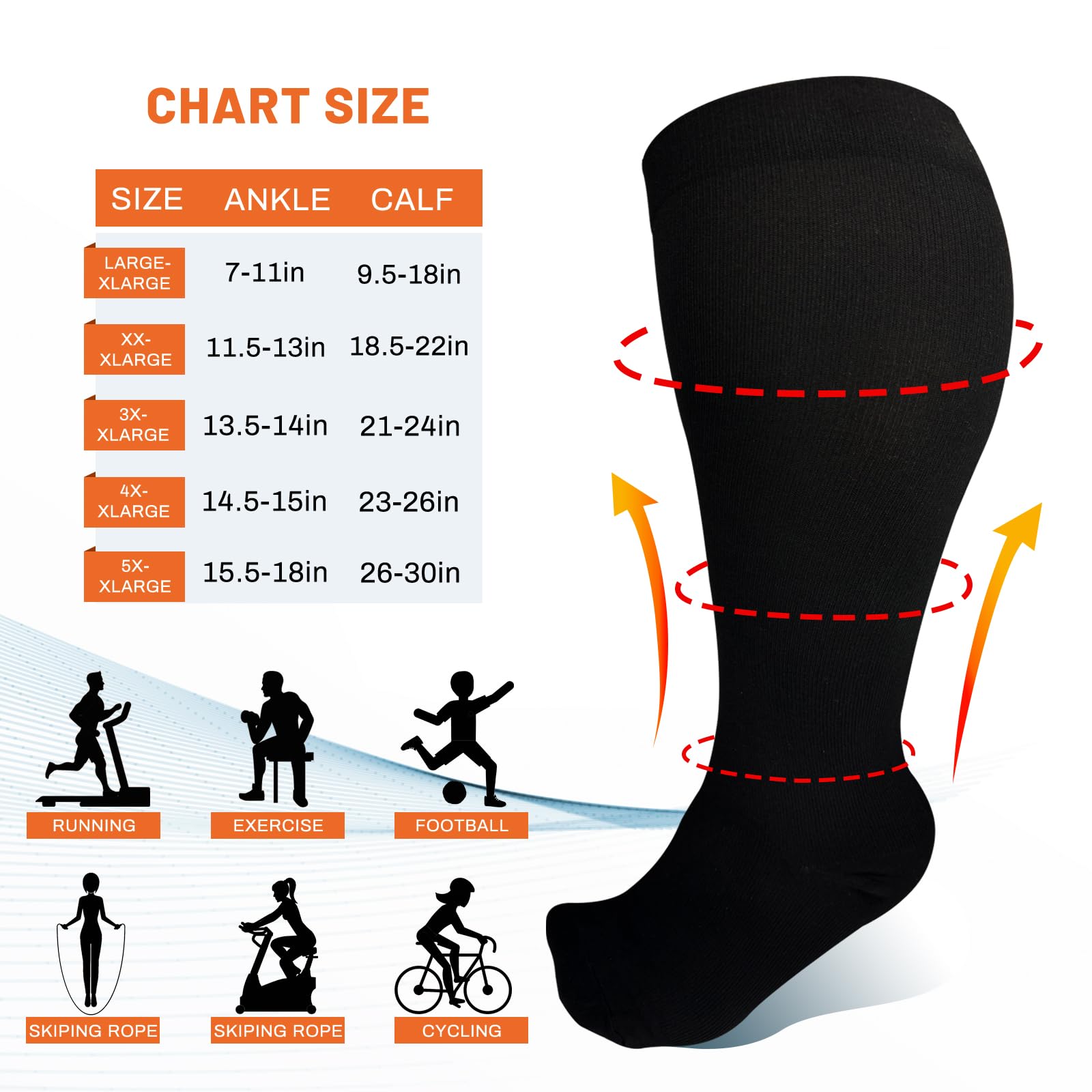 SOJOFEL Plus Size Flight Compression Socks, Wide Calf Support Socks for Women - Image 2