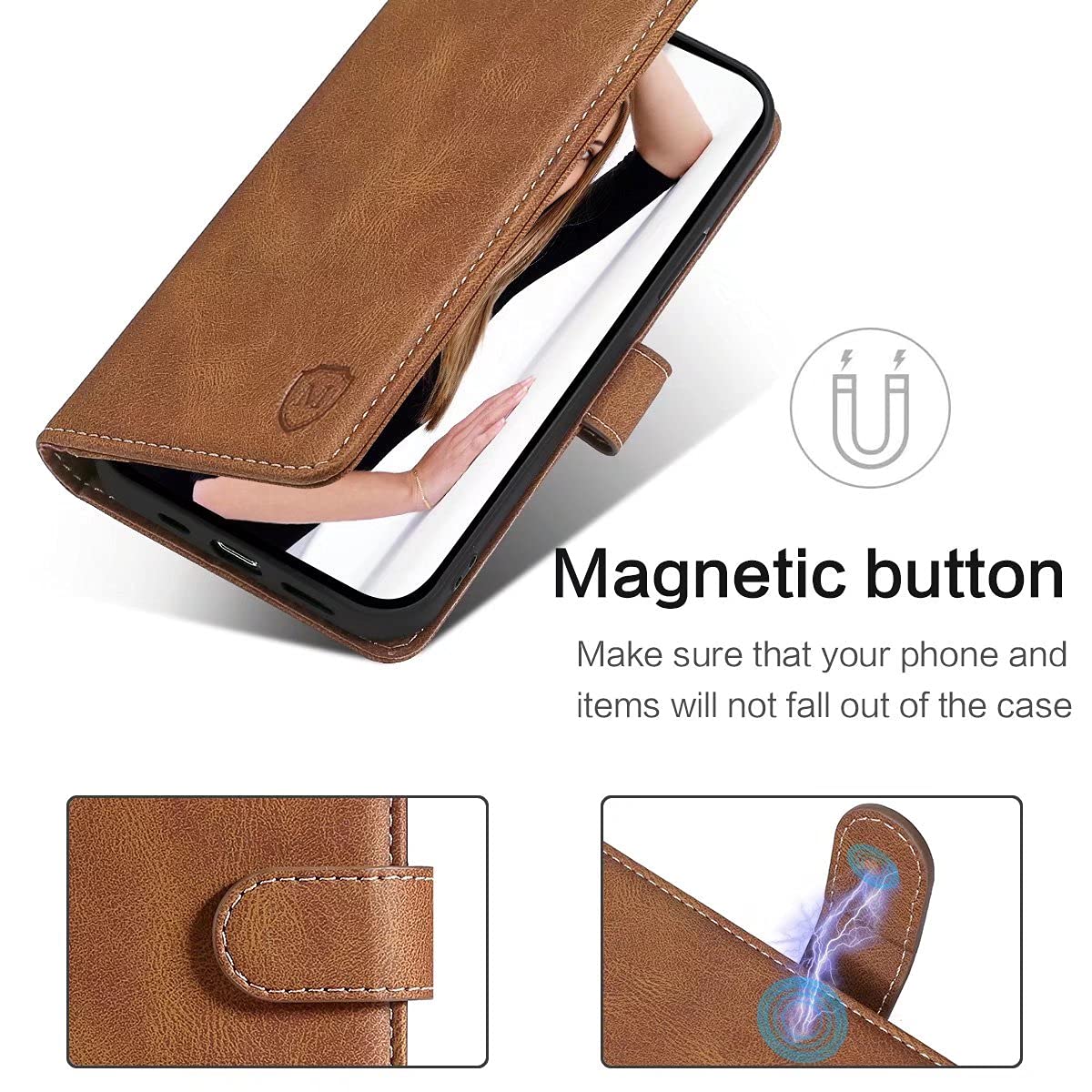 Custodia per Motorola Moto E20 Cassa del Telefono in Pelle Premium PU Custodia a Portafoglio con Cover Flip Magnetica, Compatibile con Motorola Moto E20, Nero