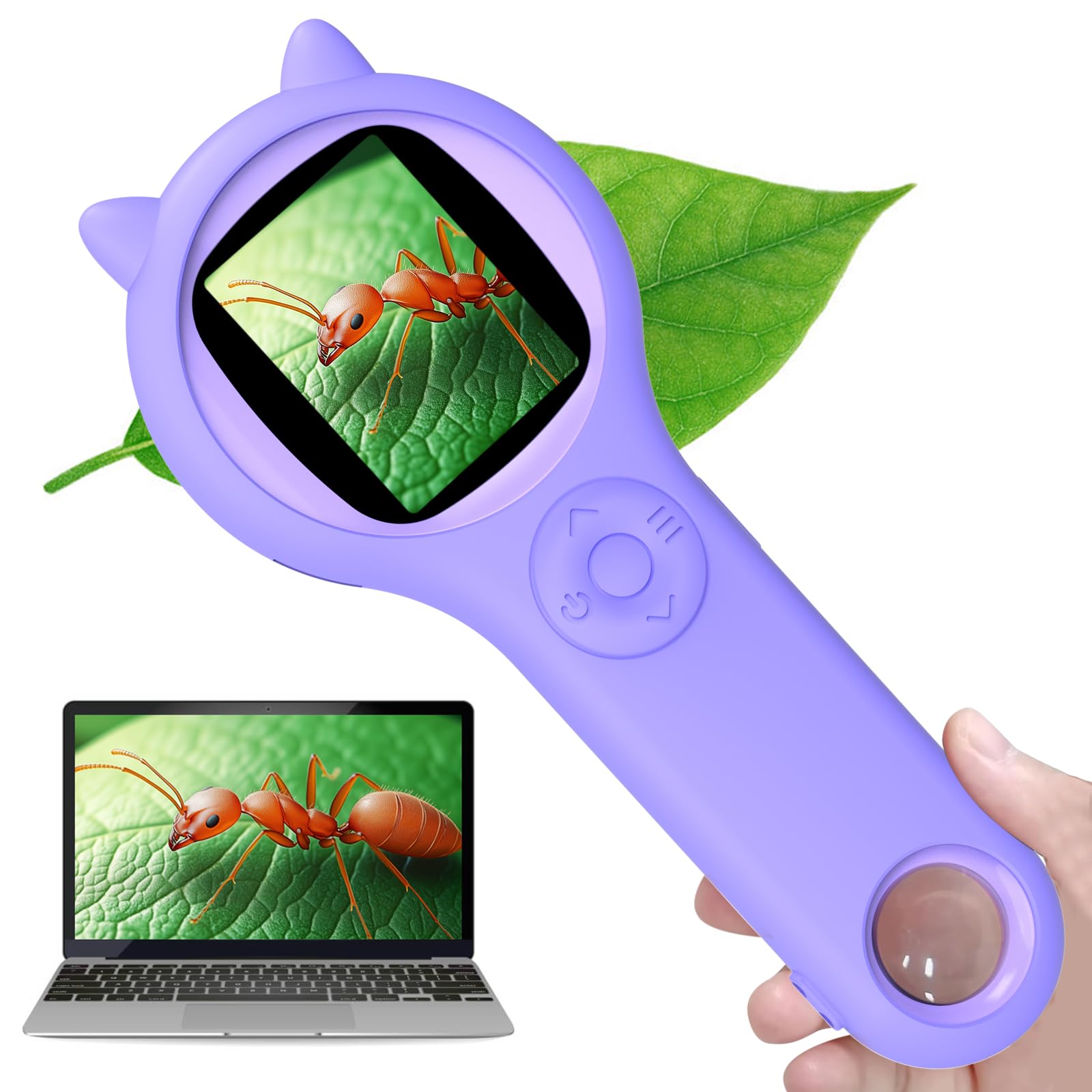 Kids Microscope Handheld Digital Microscope for Kids - 500X Portable Mini Pocket Magnifying Glass with Photo &amp; Video Function, 2" IPS Screen,200w Pixel, Gifts for Aged 3 4 5 6 7 8 9 10