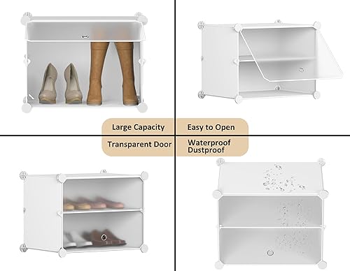 Miniatura 5 de HOMIDEC Organizador de zapatos para armario, armario de almacenamiento de zapatos de 4 niveles, 16 pares de zapatero para armarios y almacenamiento