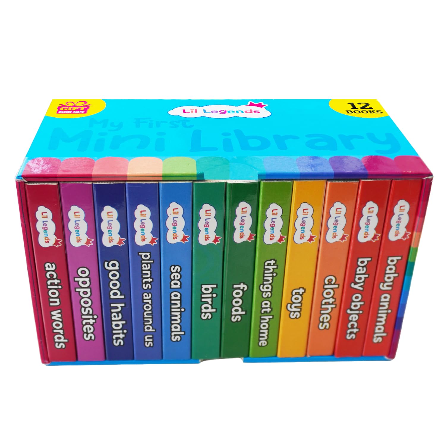 - Oswaal Lil Legends Mini Library Volume 2 | Box Set of 12 Early Learning Board Books for Kids | Baby Animals, Foods, Clothes, Toys, Good Habits, Opposites & More | Ages 0–4 Years