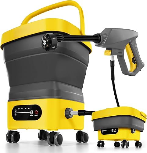 Portable Foldable Hand Sprayer, Bare Tool Only, Cordless Garden Sprayer with 3.75Gal Tank & Wheels, 6-in-1 Nozzle for Outdoor Camping, Garden Care, Pets Cleaning