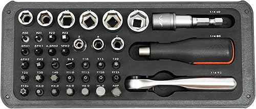 CNCEST Juego de mini destornilladores de trinquete, 41 piezas de trinquete de 72 dientes, juego de destornilladores de trinquete portátil portátil