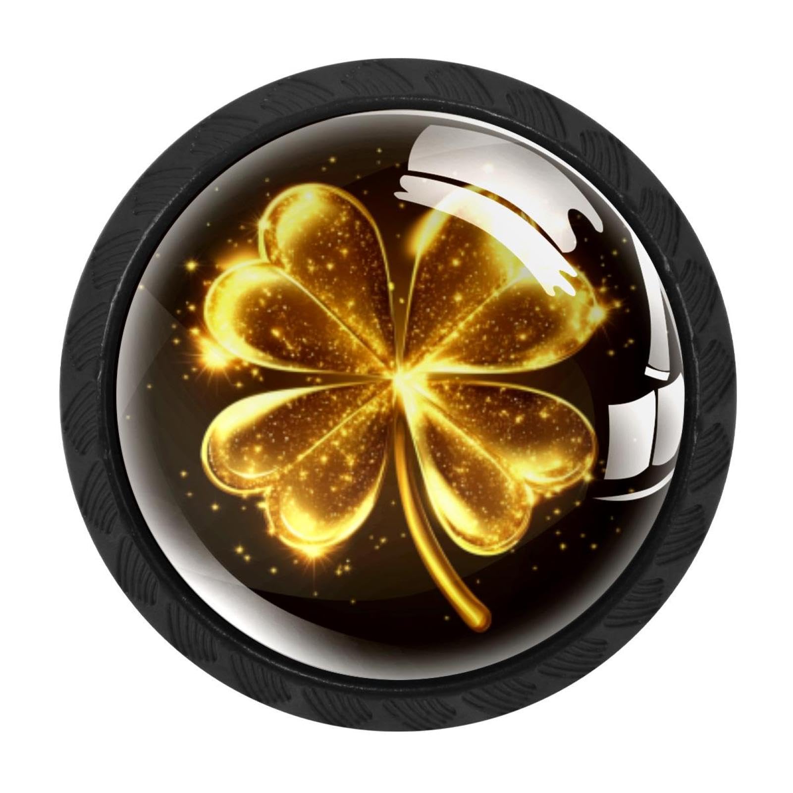 Chenzzzz Multicolored 16 Gold Four Leaf Clover (2) Drawer Knobs 4 Pack Crystal Dresser Knobs 35Mm Glass Cabinet Knobs For Home Office Bathroom
