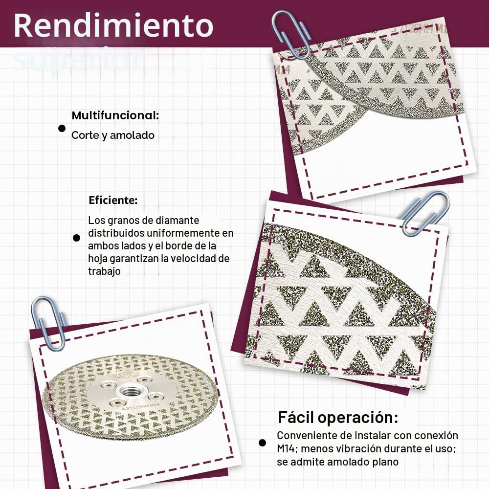 Disco Diamante para Porcelánico 125mm - Disco de Corte para Cortar y Moler Granito Mármol Cerámica Azulejos Cuarzo, Brida M14