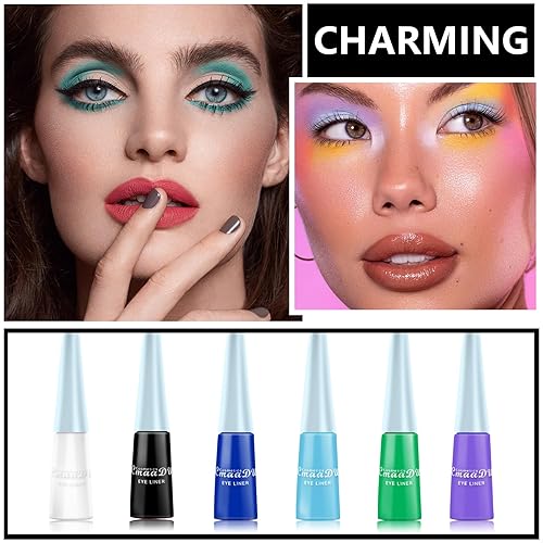 Miniatura 7 de ZHISHUDL 2 unids blanco negro líquido delineador de ojos colorido delineador de ojos líquido mate delineador de ojos impermeable altamente