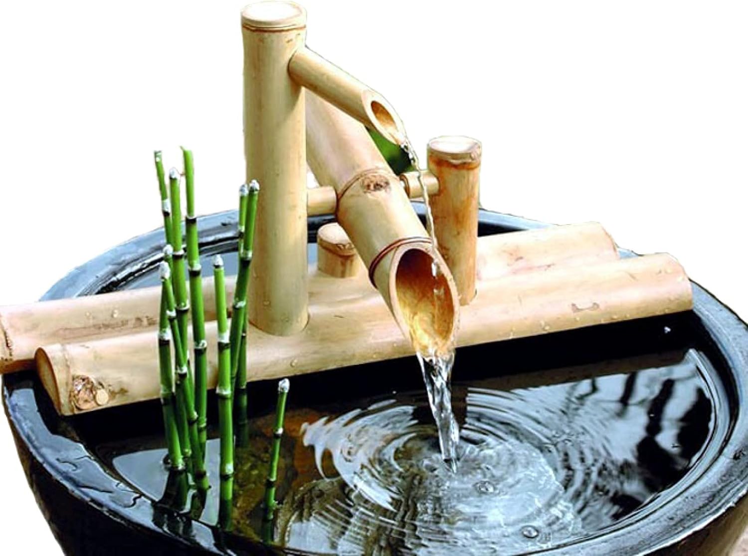 竹の噴水の装飾 ポンプ付きの噴水 竹の水機能の噴水竹の風水噴水庭の装飾の滝 35cm 40cm 50cm 海外輸入