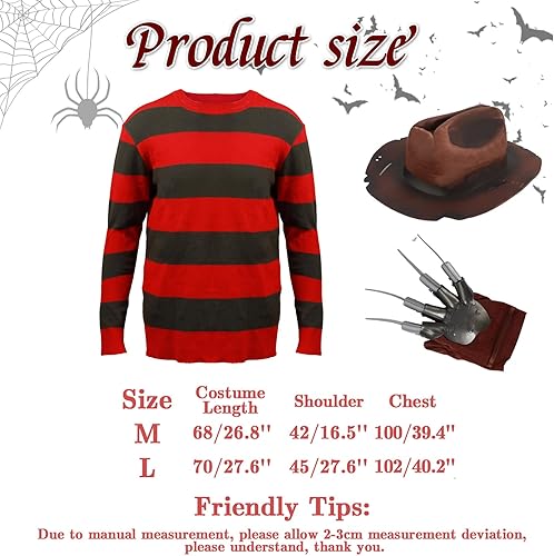 Miniatura 7 de Freddy - Suéter de sombrero y guante para adultos, disfraz de Halloween para hombre y mujer
