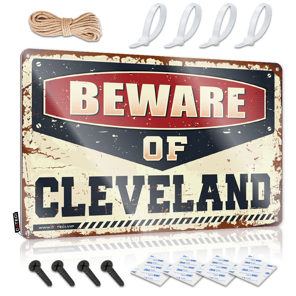 Outdoor Bar Accessories Decor Beware Of Cleveland Tin Sign Bar Signs For Home Decor Vintage Coffee Sign(30X40CM)
