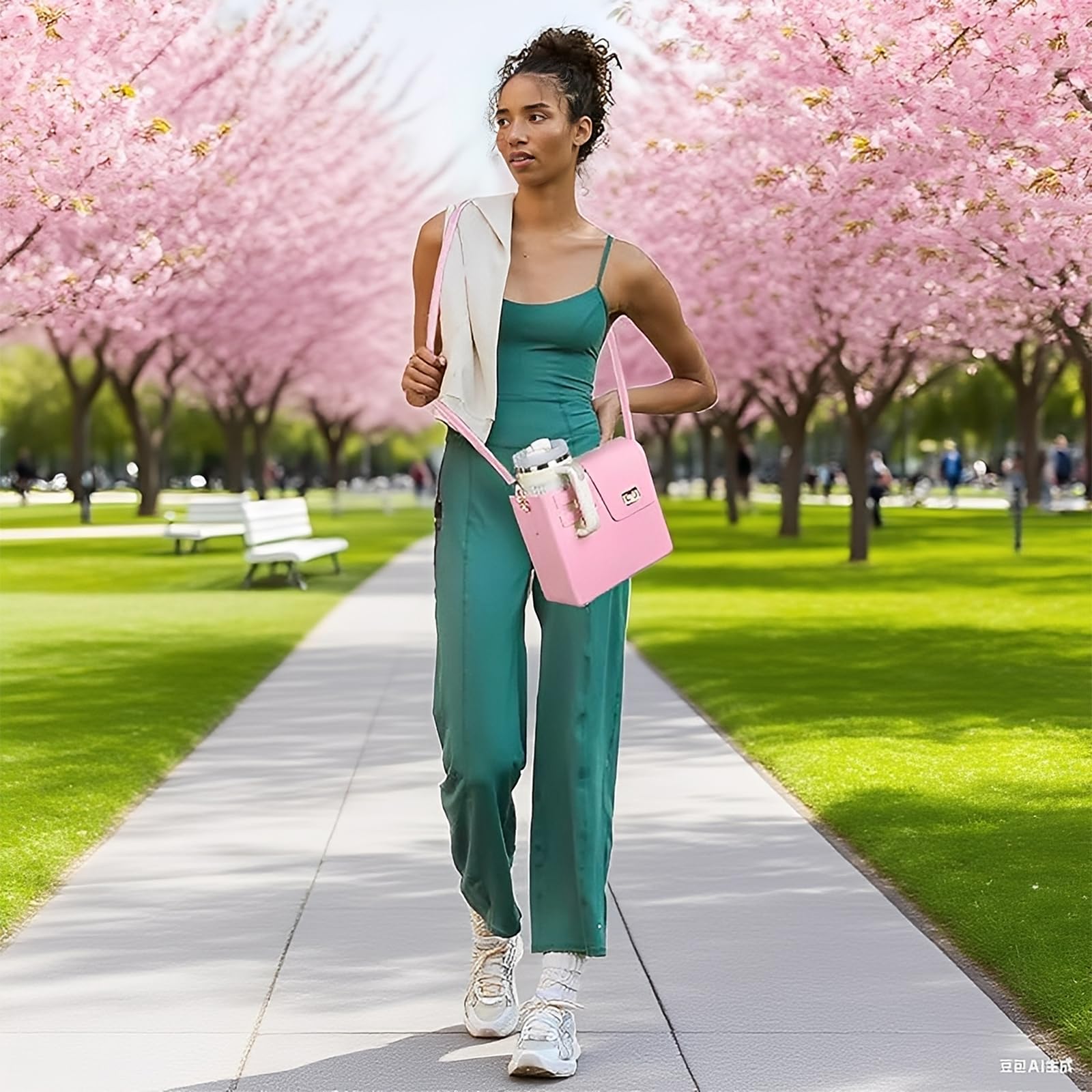 Torba crossbody na butelkę na wodę na kubek Stanley 1,134 g, torba na ramię ze skóry PU z odpinanym paskiem, torebka z wieloma kieszeniami z uchwytem na butelkę, pasuje do większości kubków - idealna