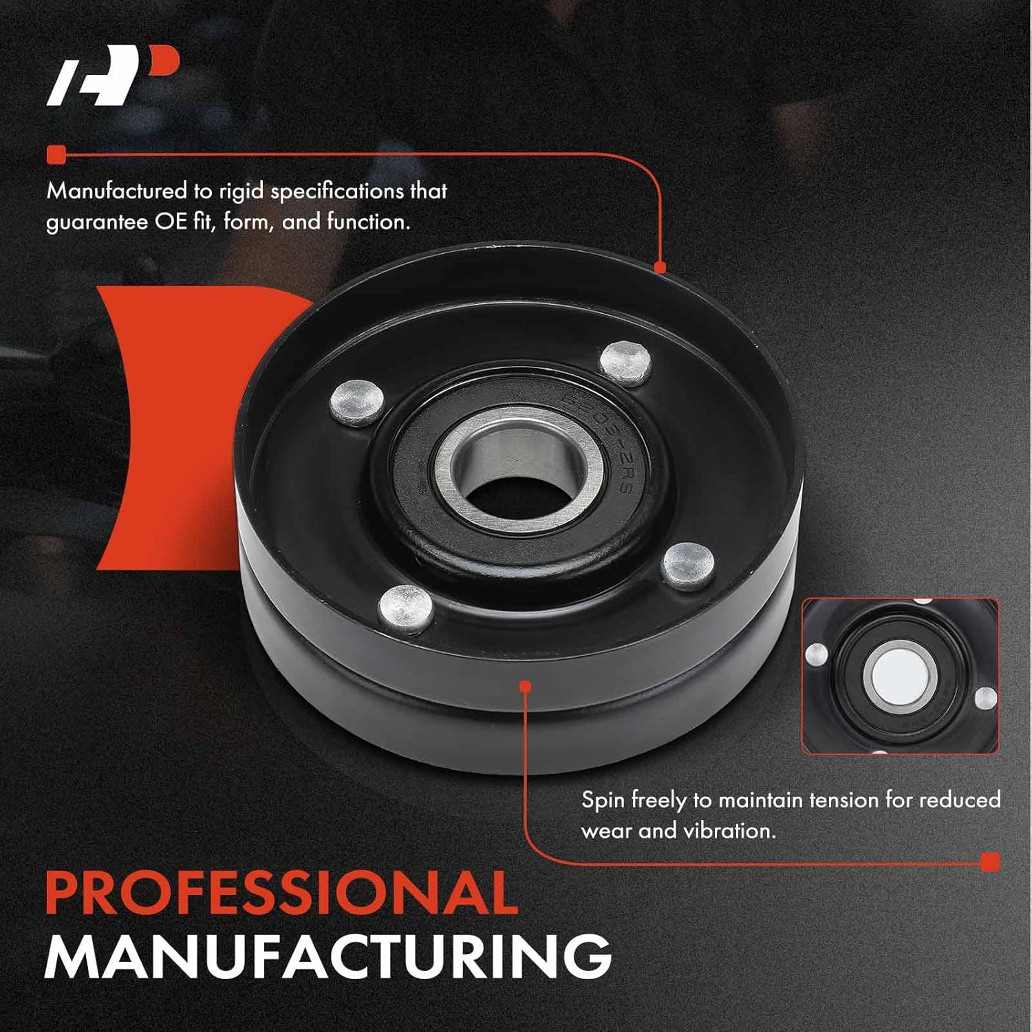 A-Premium Belt Idler Pulley Compatible with Audi Q7 2007-2010, A6 Quattro, A8 Quattro, R8, RS4, S5, S6, S8 & Volkswagen Touareg & Buick Skyhawk & Oldsmobile Firenza & Pontiac Grand Am, LeMans, Sunbird