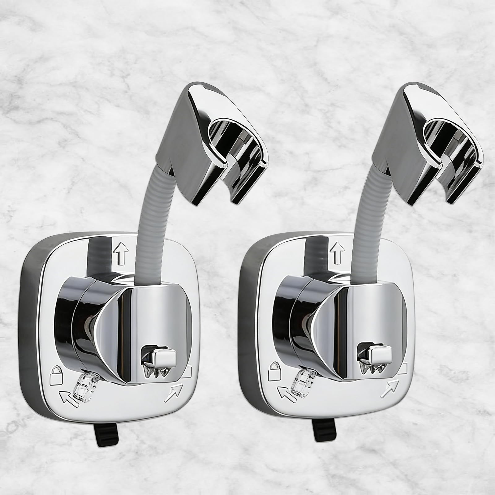 Shower Head Holder, Silver, 2PCS