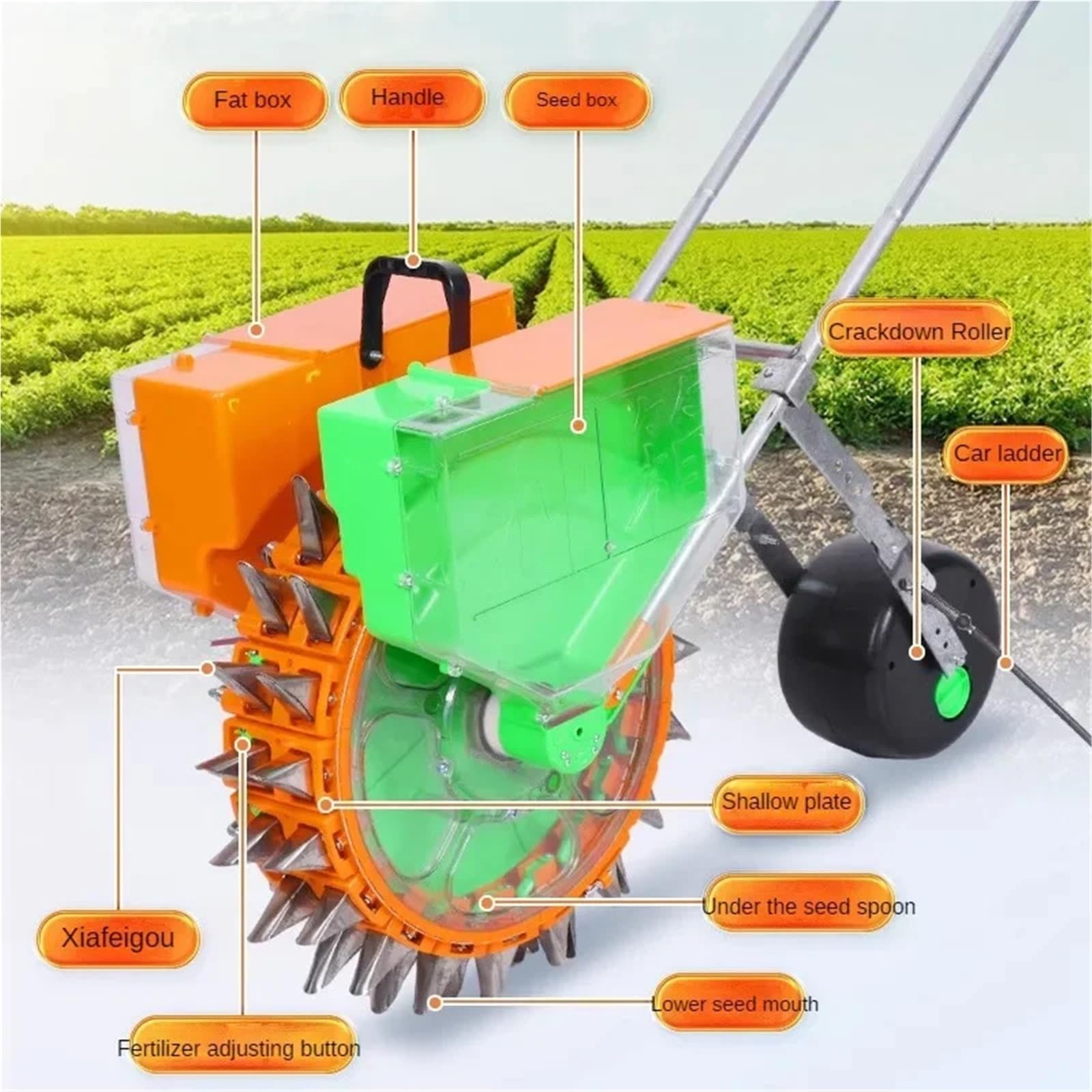Wielofunkcyjne Sadzarka Ręczne rozsiewacze nasion Orzeszki ziemne Sorgo Proso Rzepak Mały siew i nawożenie Uniwersalny precyzyjny siewnik(Plant spacing 16CM)