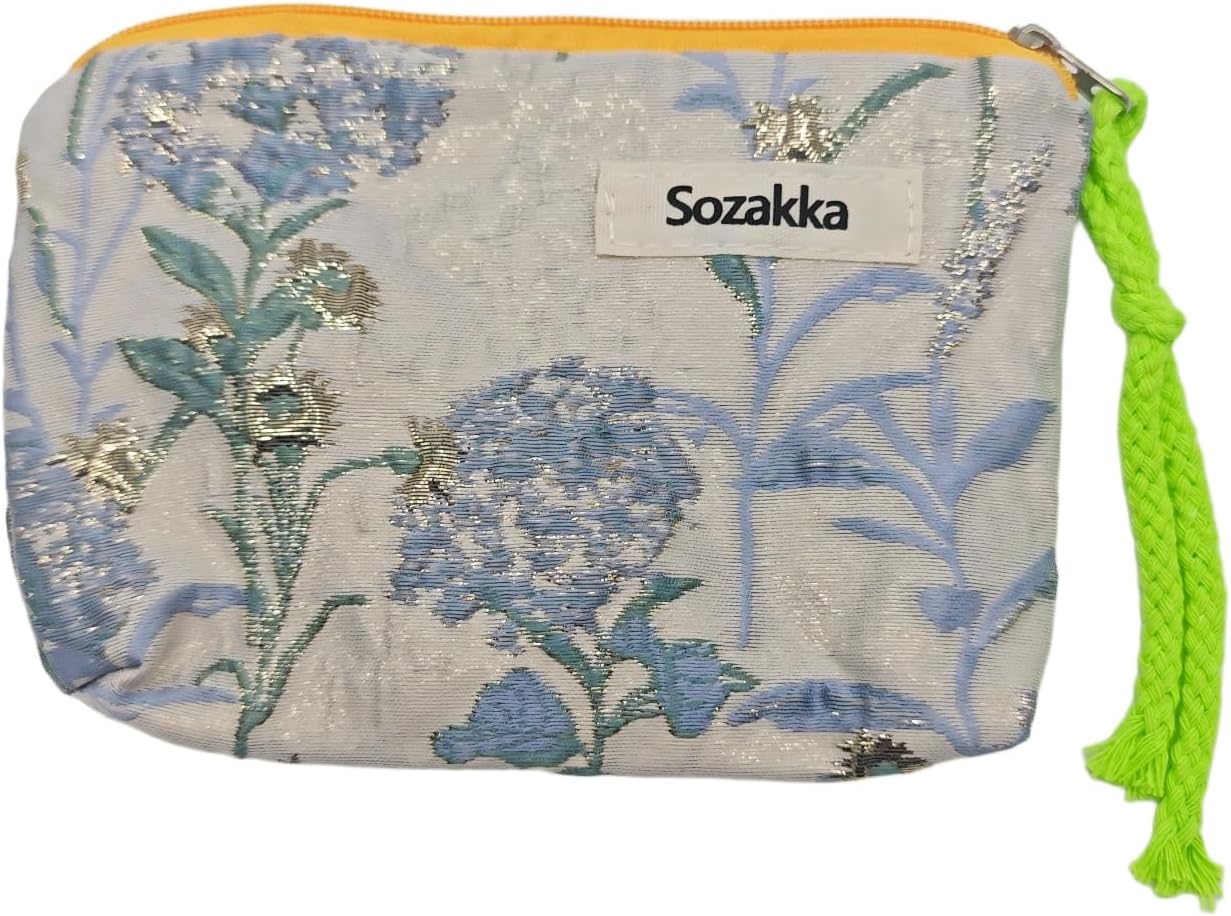 Embroidery Coin Purse, Soft Clothes Pouch with Zipper Fashion Pattern Coin Purse Mini Change Purse Pouch for Pocket, Small Purse for Women Credit Card Key Lipstick Holder (Jacquard leaves)
