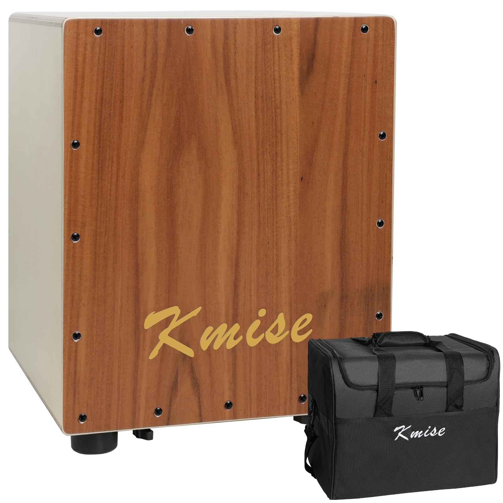 Kmise Tragbare Cajon-Schlagzeugbox, 30 x 31 x 37 cm, verstellbare Snare-Cajon-Trommeln, massives Akazien- und Birkenholz, Percussion-Instrument Geschenk für Erwachsene und Kinder, mit Tragetasche, für