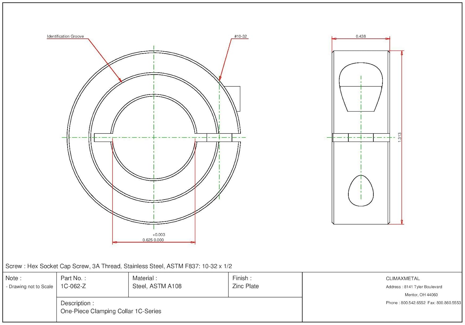 Power Transmission Products Zinc Plating Pack Of 10 5 8 Bore 1 5 16 Od Climax Metals 1c 062 Zx10 One Piece Clamping Collar 7 16 Width Pack Of 10 5 8 Bore 1 5 16 Od 7 16 Width Steel Couplings Collars Universal Joiners Euroscout It