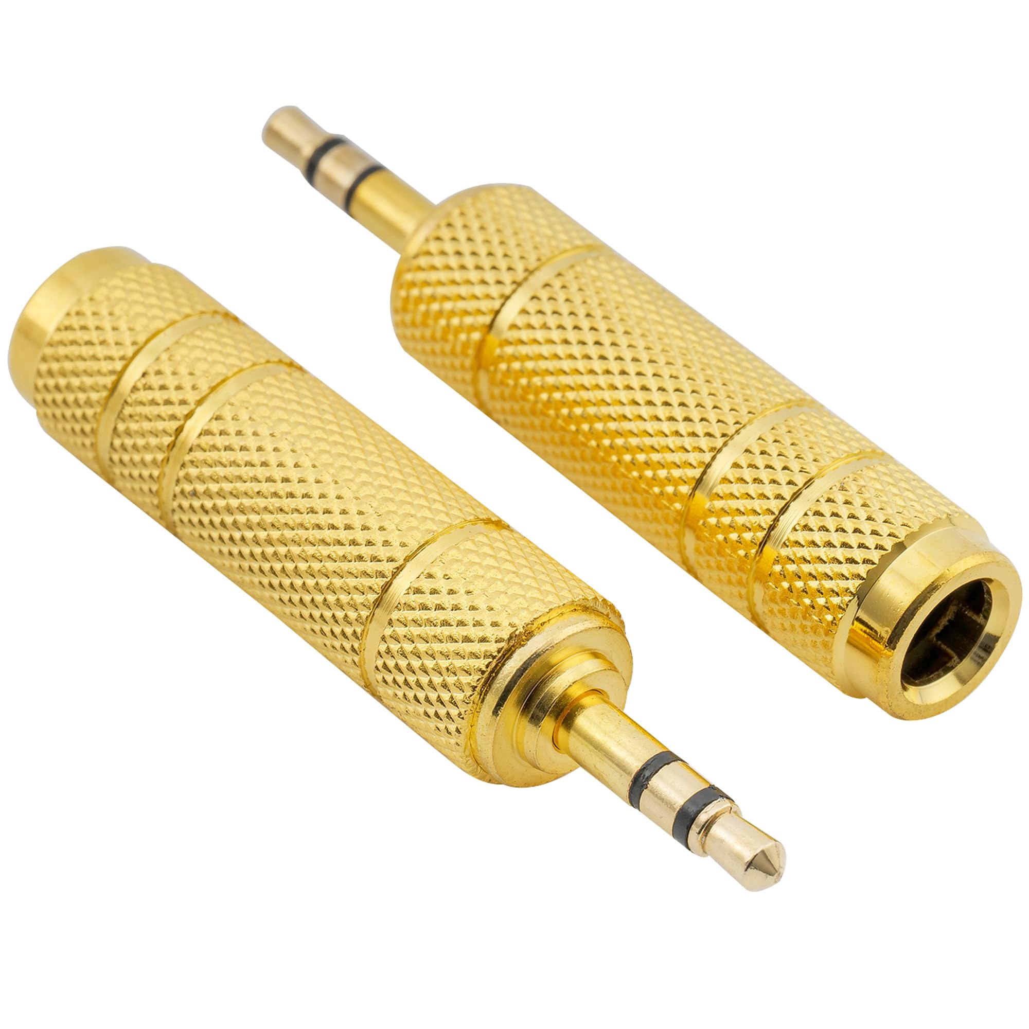 Musiclily Professional 6.35mm Plug to 3.5mm Jack Audio Stereo adapter Converter, Gold(2 Pieces）