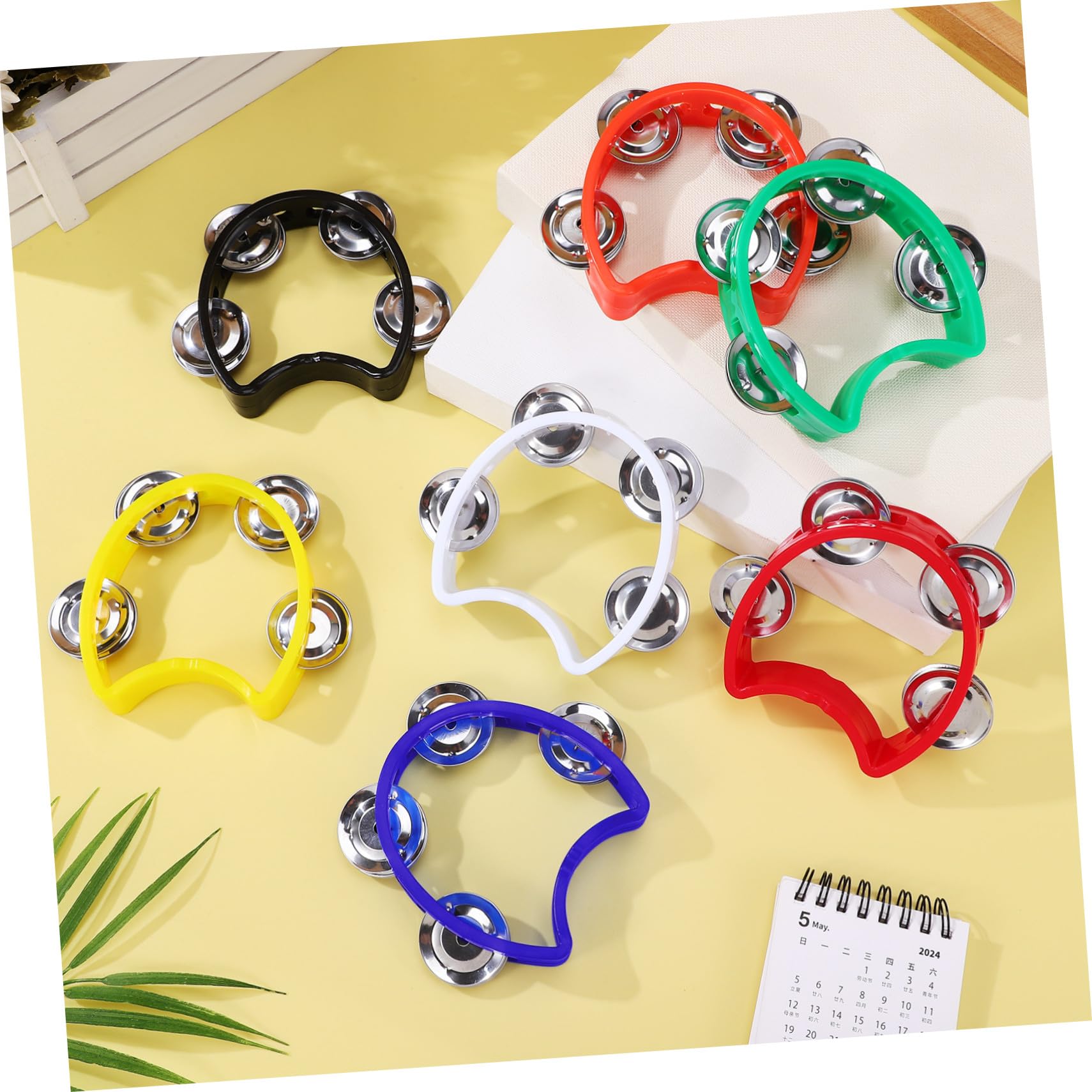 Set di 7 Tamburelli a Mano in Plastica per Bambini | Campanelli a Mano, Piccoli Strumenti a Percussione, Giocattoli Musicali per Ragazzo Ragazza