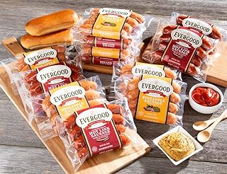 Evergood Sausage Sweet and Spicy Bundle - 12 Packs, Premium Pork Hot Links & Pineapple Sausages, Naturally Smoked, Juicy, Cajun Flavor, Grill Ready
