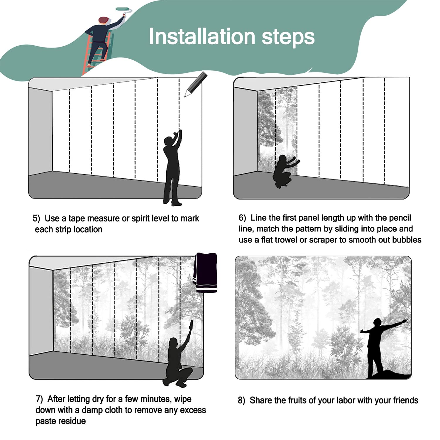 Amazon.com: YQWDMX - 灰色叢林熱帶植物壁紙客廳沙發背景牆裝飾(不可剝離和黏貼) : 家居裝修