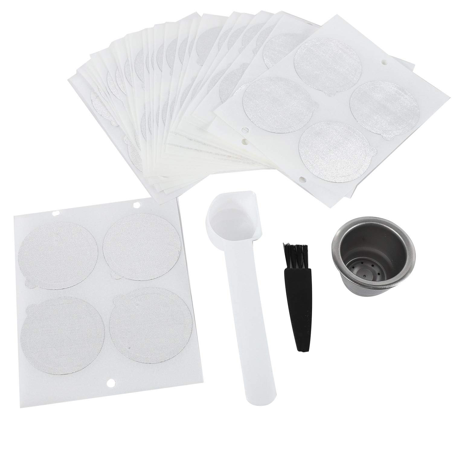 CTRLZS 1 Pods 100 Seals Stainless Steel Refillable Coffee Capsule Reusable for Machine Espresso Coffee Maker Cup Filter