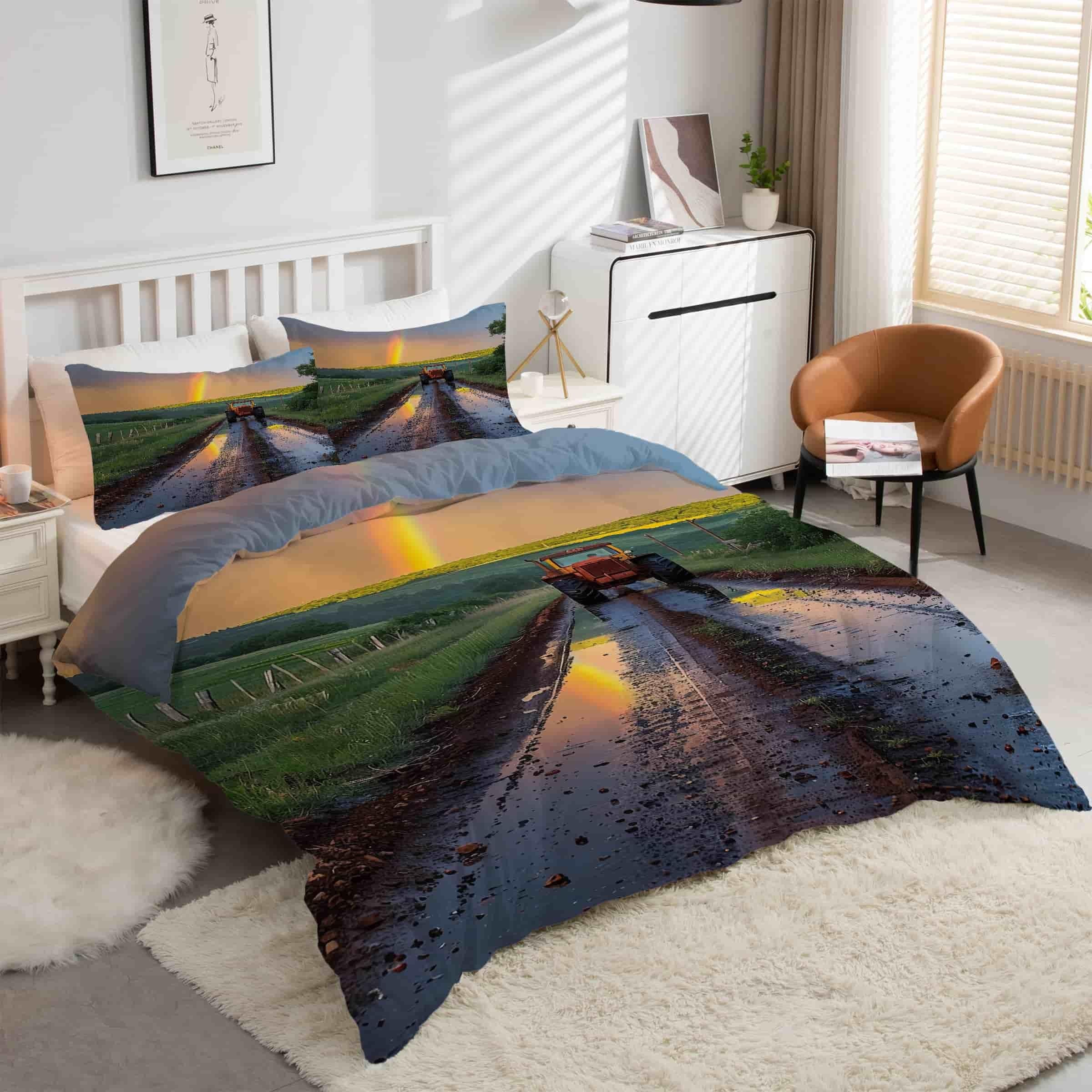 Housse de couette tracteur 90x190 en microfibre douce hypoallergénique avec zip invisible