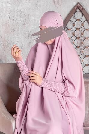Jilbab Two-Piece Abaya with Niqab for Women Original Nidah Fabric Islamic Prayer Gown - Khimar - One Size