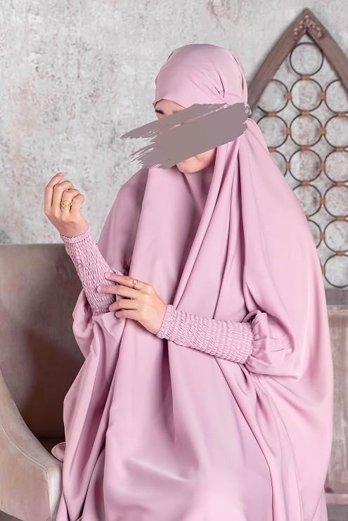 Jilbab Two-Piece Abaya with Niqab for Women Original Nidah Fabric Islamic Prayer Gown - Khimar - One Size