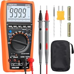 Multimetro Bosch Proster Multímetro Digital Rango Automático 6000 Cuentas y 2000uF Voltímetro con Cable de Prueba Polímetro Multi Tester con Sonda de Tipo K para Medir la Capatancia Temperatura Voltaje