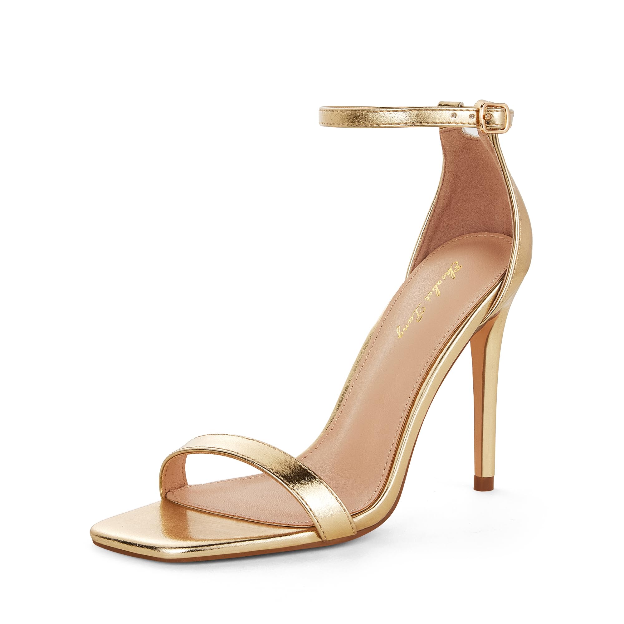 Zhabtuc Décolleté con tacco alto da donna, punta aperta quadrata, cinturino alla caviglia, tacco alto da 11 cm, scarpe eleganti e comode,36-42 EU