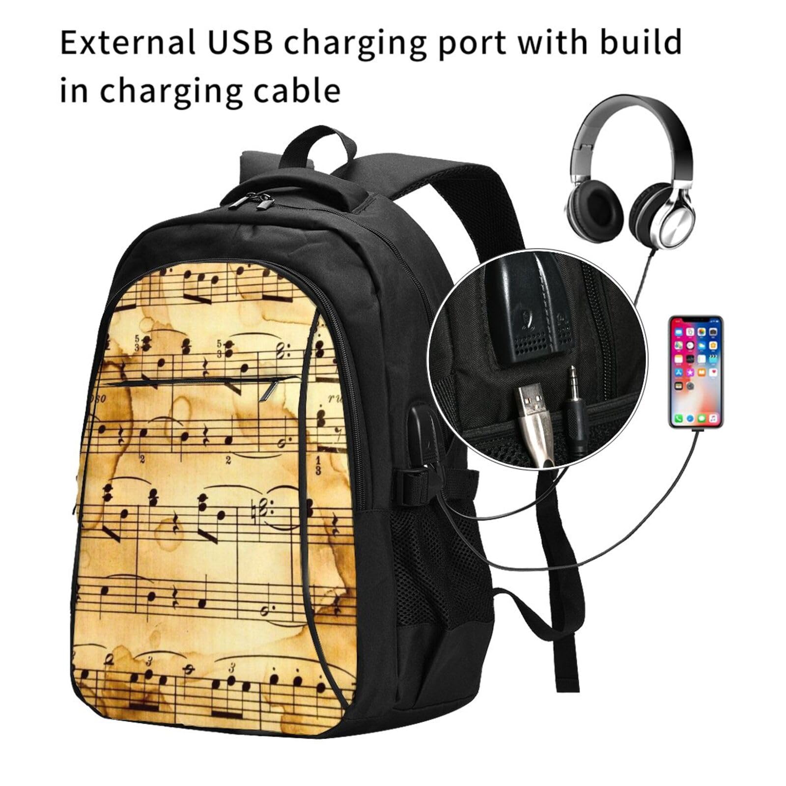 InOmak Musiknoten, Reiserucksack, Freizeitrucksack, Schulrucksack, Laptop-Rucksack für Damen und Herren