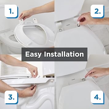 Gerber Elongated Toilet Seat with Cover, Standard Close, Quick & Easy Install, Heavy-Duty Plastic, Adjustable Fit for Standard Elongated Toilets, Durable & Fade-Resistant, White G0099216