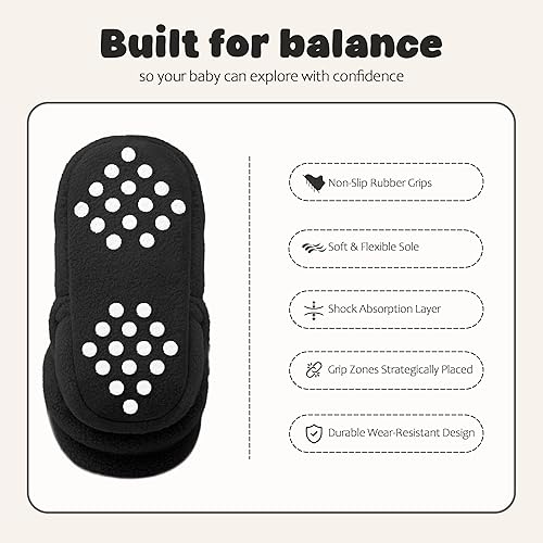 Miniatura 5 de Botines de forro polar para recién nacido, unisex, antideslizantes, para recién nacidos, primeros pasos, zapatos cálidos para la casa para bebés,