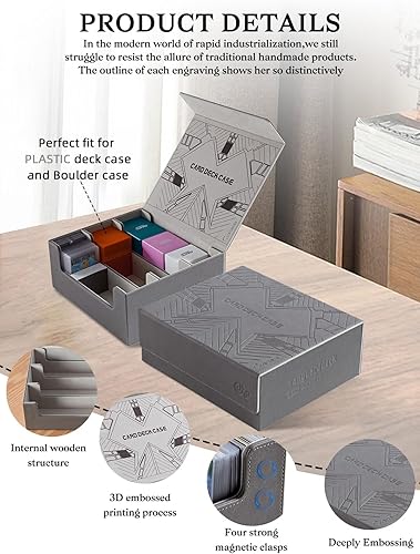 Miniatura 9 de cloudever Más de 1800 cajas de almacenamiento para tarjetas, caja de tarjetas coleccionables con cierre magnético, caja de cuero sintético para