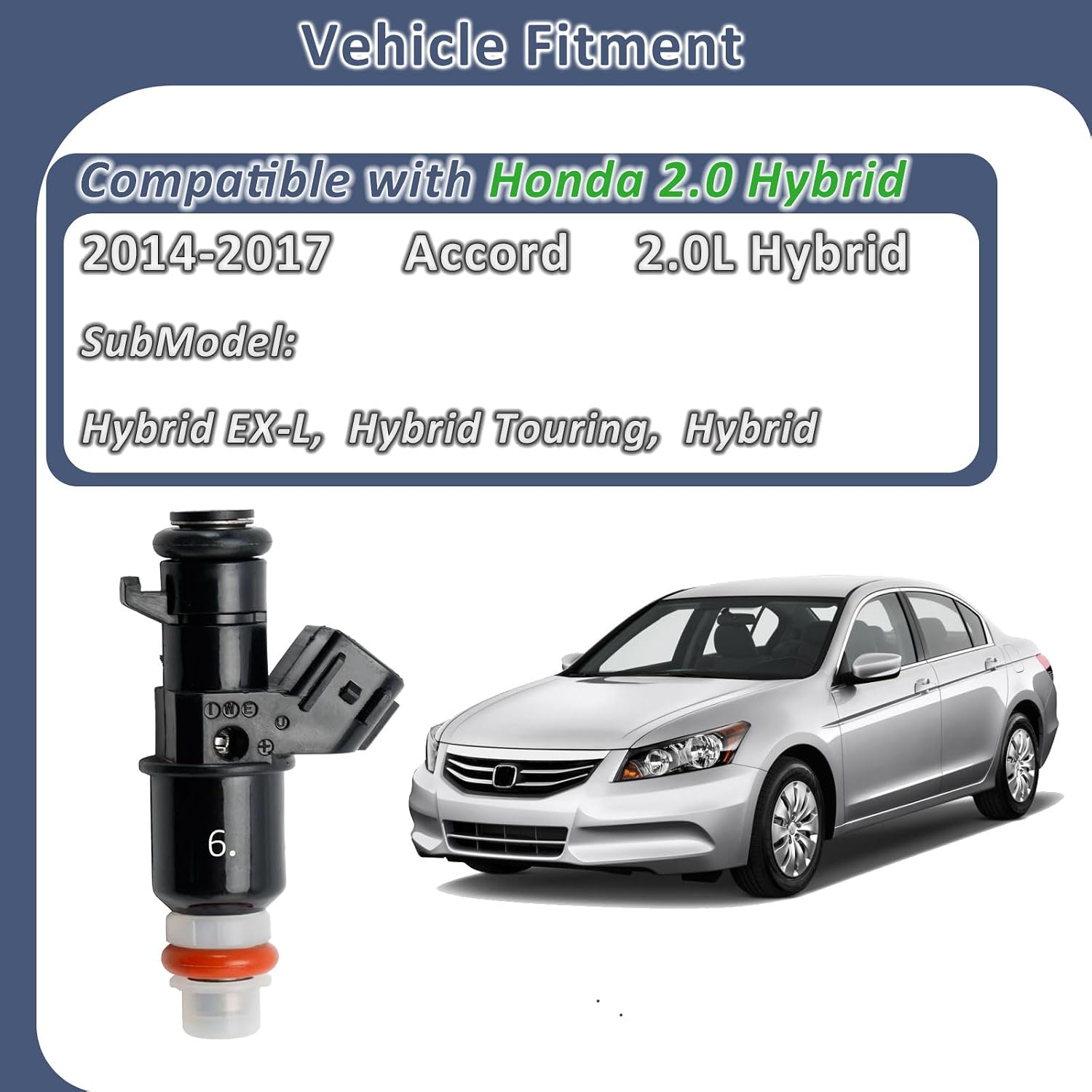 16450-5K0-A01 Hybrid 2.0L Fuel Injectors,Compatible with/Honda 2.0 Accord Hybrid EX-L Touring 2014-2017, |10 Holes| |4 PC Set|