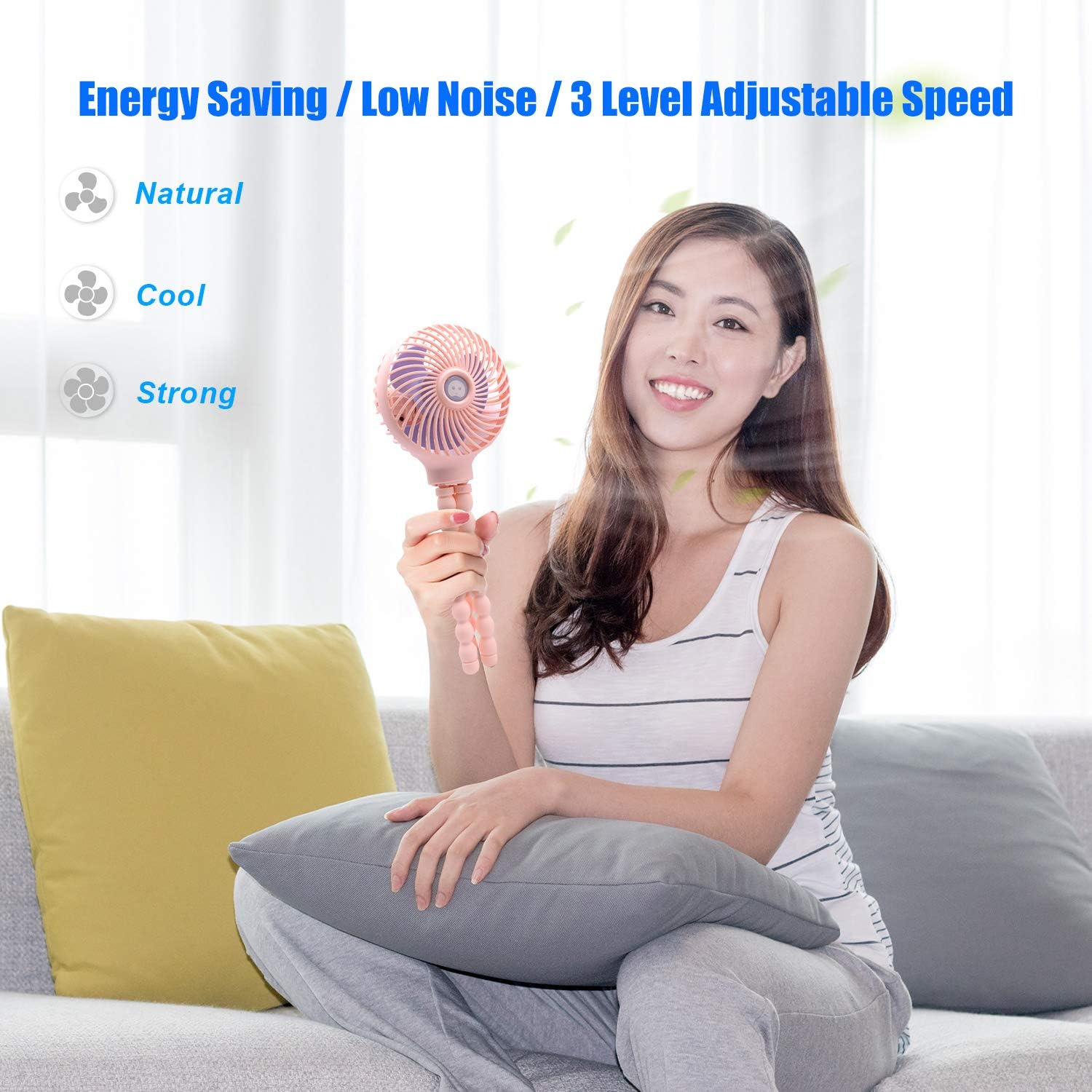 Buy 1 get 1 Mini Handheld Stroller Fan, TRELC Personal Portable Baby Fan with Flexible Tripod, 2021 Upgraded Version, Gift for Children, Rechargeable Fan for Office Room Car Traveling BBQ Gym Fan (Pink) Top Rated Mini Handheld Stroller Fan, TRELC Personal Portable Baby Fan with Flexible Tripod, 2021 Upgraded Version, Gift for Children, Rechargeable Fan for Office Room Car Traveling BBQ Gym Fan (Pink)