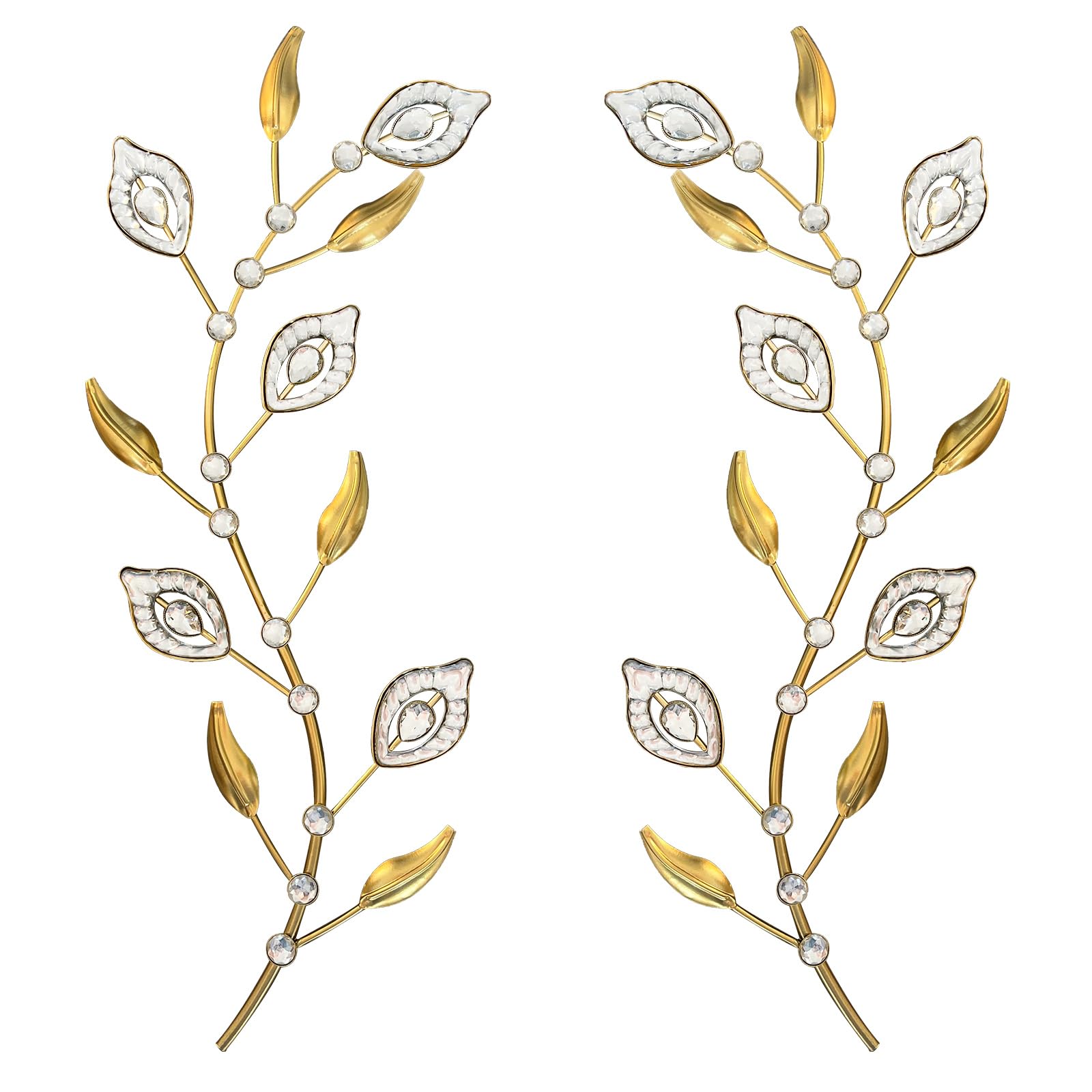 sxnzequnze Bling Metal Leaf Decoration Home Decoration Modern Minimalist Style Wall Hanging Art Living Room Bedroom Bathroom Wall Decoration Set of 2 Gold