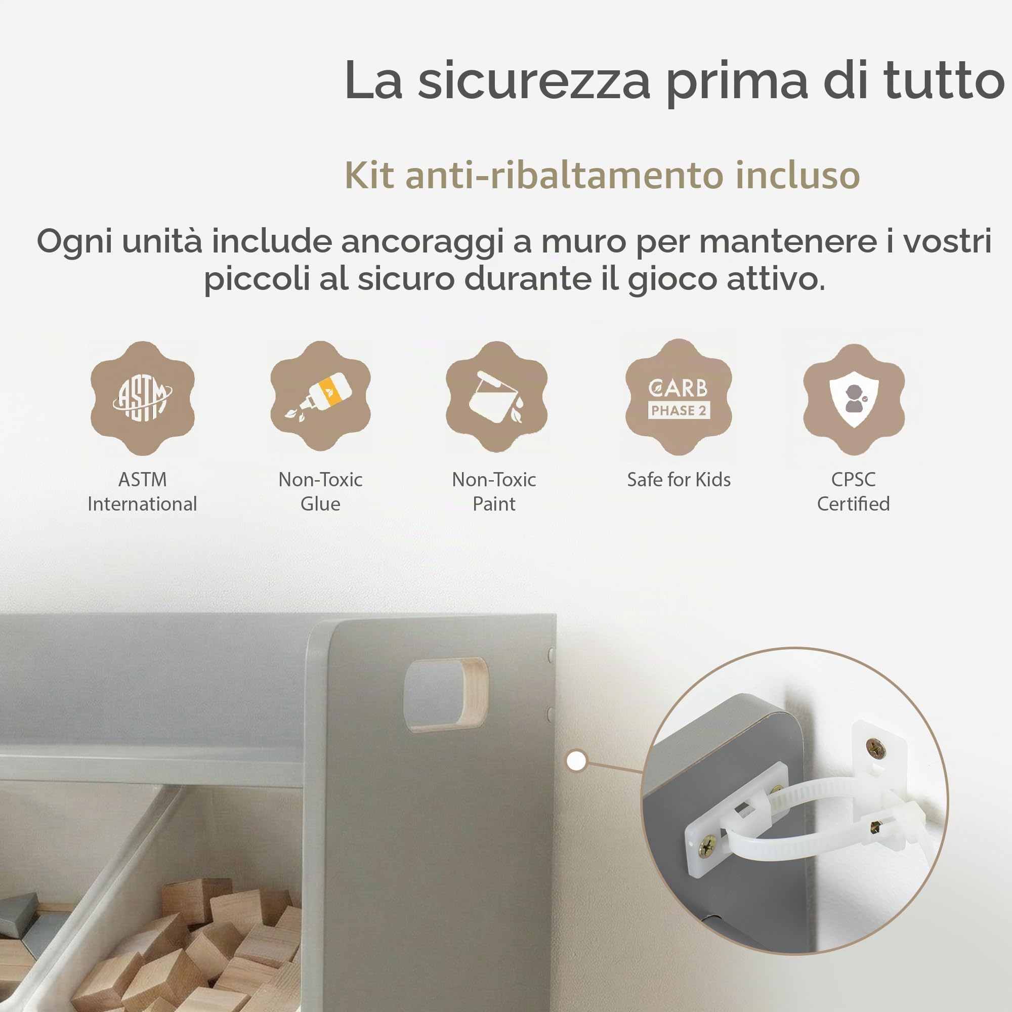 Humble Crew Scaffale Bambini Elegante: Organizer Giocattoli con 9 Contenitori, Design Grigio/Bianco Moderno, Perfetto per Camerette Chich e Ordinata
