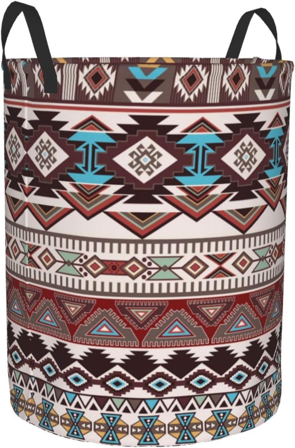 Ethnic Native American Aztec Boho Laundry Hamper with Durable Handle Waterproof Collapsible Laundry Basket Circular Storage Bin Dirty Clothes Bag for Bedroom Children Nursery Bathroom