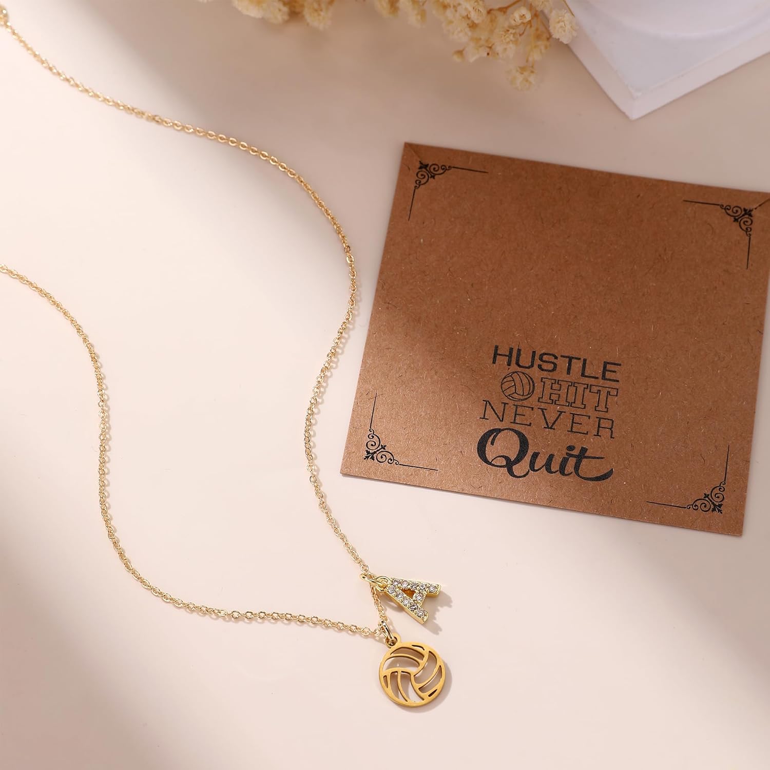 Volleyball Necklace for Women Teens Dainty A-Z Custom Name Sports Pendant Necklace Personalized Volleyball Gifts for Team Players Coaches Fans - Image 2