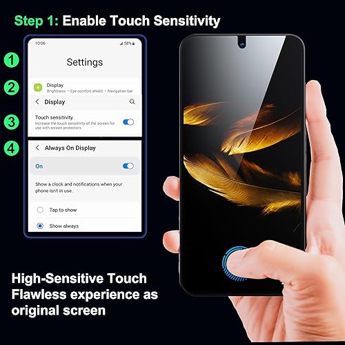 Miniatura 6 de WSKEN Protector de pantalla de privacidad para Samsung Galaxy S24, eliminación automática de polvo, compatible con desbloqueo de huellas dactilares,