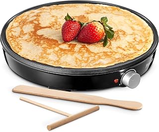 Reemix 12 Inch Nonstick Electric Crepe Maker with Precise Temp Control, Spreader & Spatula for Pancakes, Omelets, Eggs