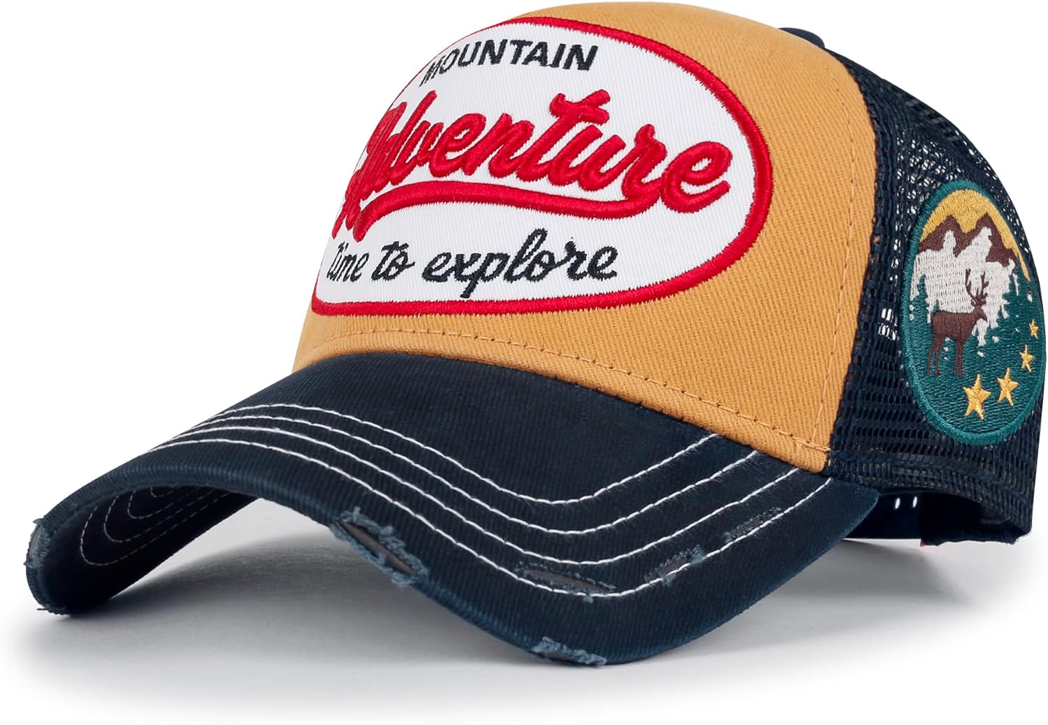 ililily Premium Road Trip Vintage Distressed Snapback Trucker Hat Baseball Cap