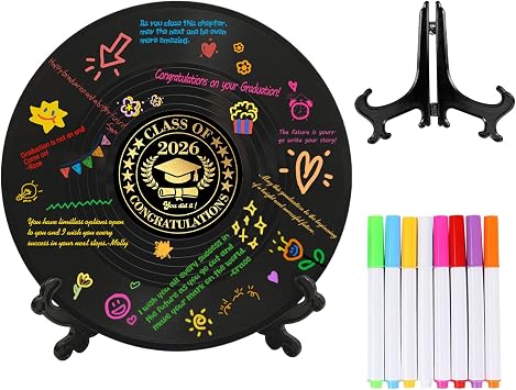 2026 Graduation Decorations Unique DIY Vinyl Record Guest Book Graduation Class of 2026 Souvenir Perfect for Graduation Parties & Celebrations