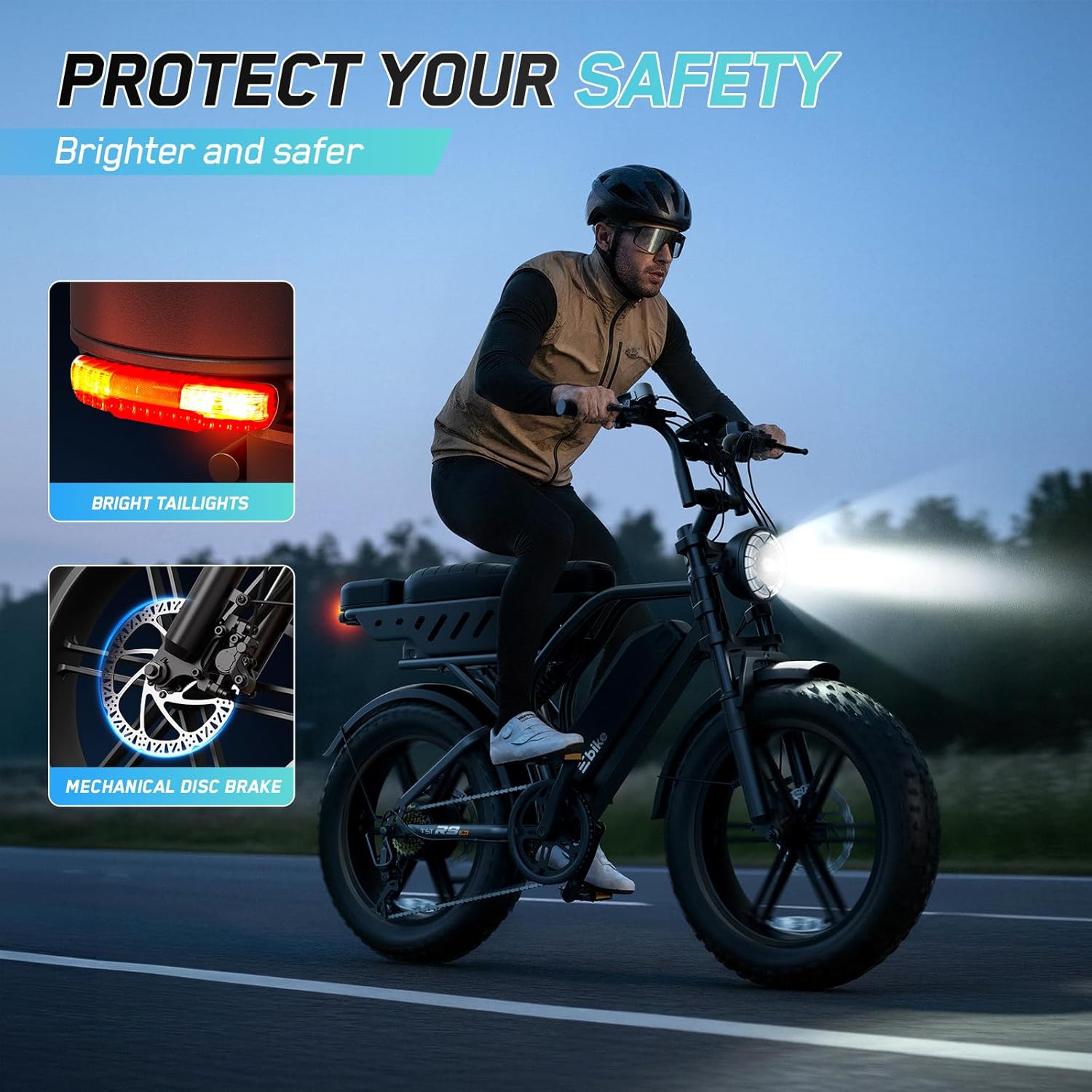 TST Electric Bike for Adults, 1500W Peak Motor Ebike with 48V 15/25/30Ah Built-in Battery, 60/120 Miles Range 28 MPH Upgraded Electric Bike, 20" All-Terrain Fat Tire E Bike