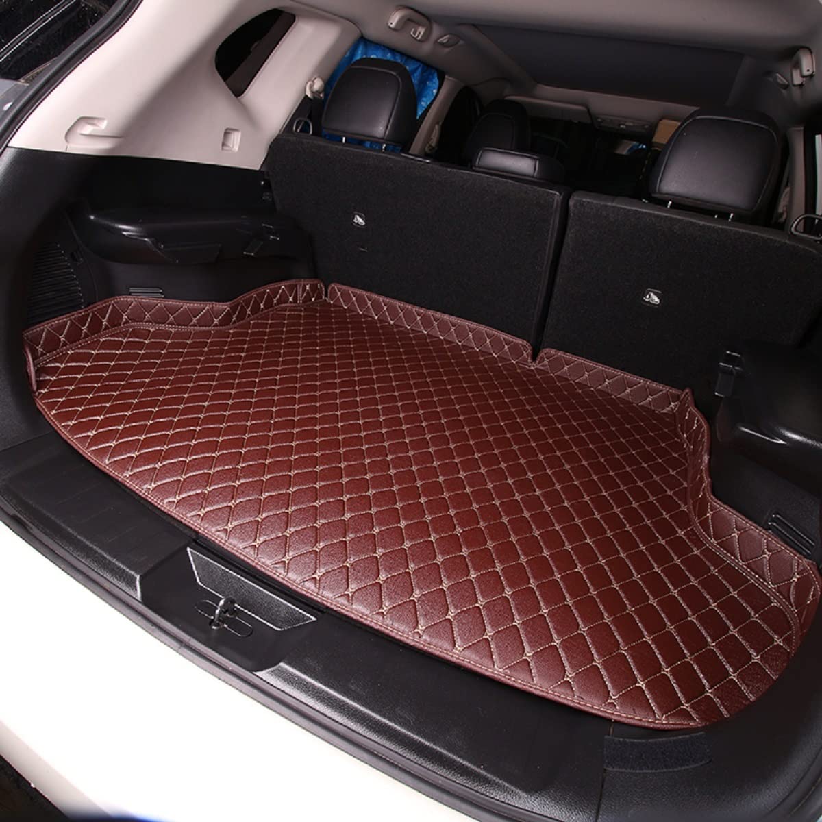 Tailored Car Leather Boot Liner Mat for BMW X6 2020-, Leather Rear Trunk Protector Mat, Anti-Scratch Anti-Slip Waterproof Luggage Mat