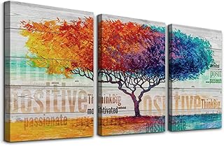 MHARTK66 Bilder Bunter Großer Baum, Inspirierende Wandbilder Wohnzimmer, Modern Motivierende Büro Studie Kunstdruck Dekorationen Schlafzimmer Badezimmer Esszimmer
