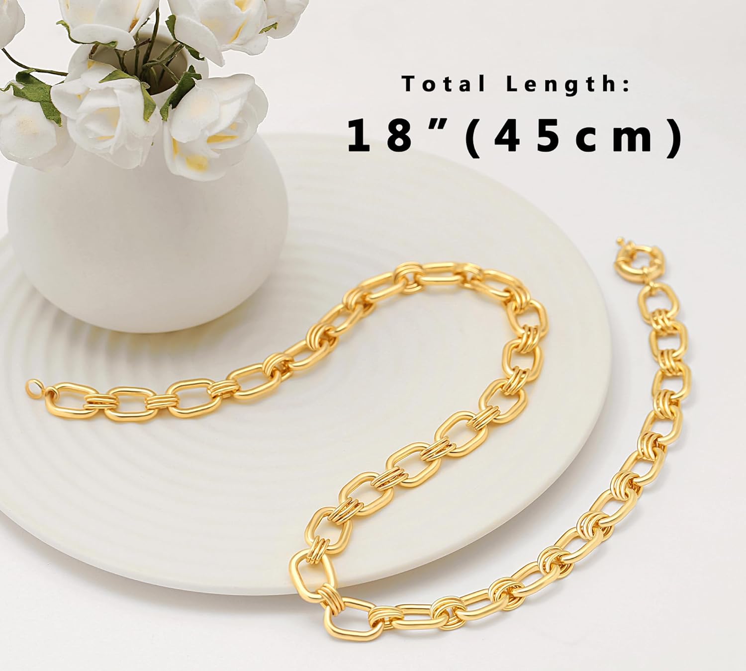 Aobei Pearl 18K Gold Plated Paperclip Chain Choker Satellite Chain Freshwater Cultured Biwa Pearl Pendant Necklace Dainty Jewelry for Women - Image 6