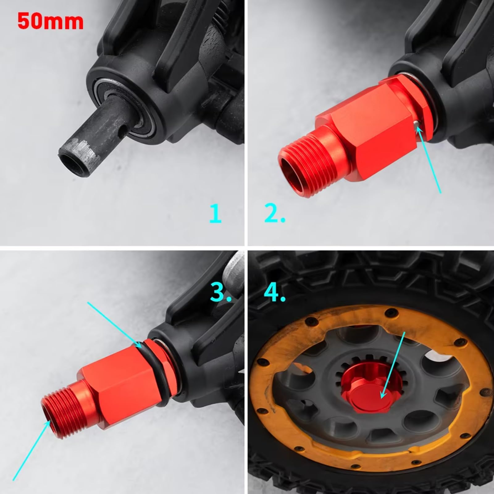 RC Coches Repuestos Para Losi Para DBXL 2.0 4WD Gas Para Buggy RTR 1/5 Rueda De Aleación De Aluminio Hexagonales Extendidos Piezas De Actualización De Camión RC(Red)