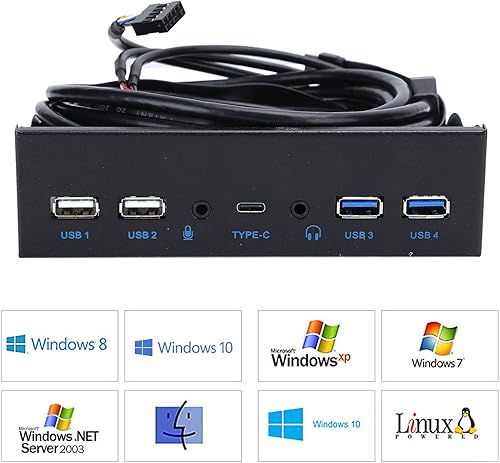 Miniatura 6 de Panel frontal USB extra, concentrador USB con 2 puertos USB 3.02 puertos USB 2.0salida de audio, entrada de micrófono, puerto USB C, unidad óptica